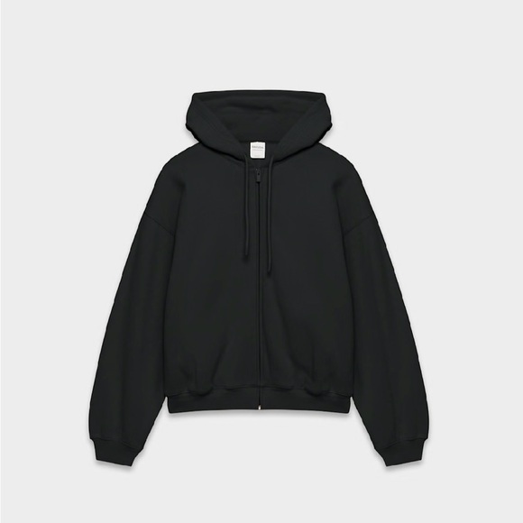 Aritzia Cozy Sweatfleece Black Mega Zip Hoodie Boyfriend Wide Leg Set Small - Picture 5 of 15